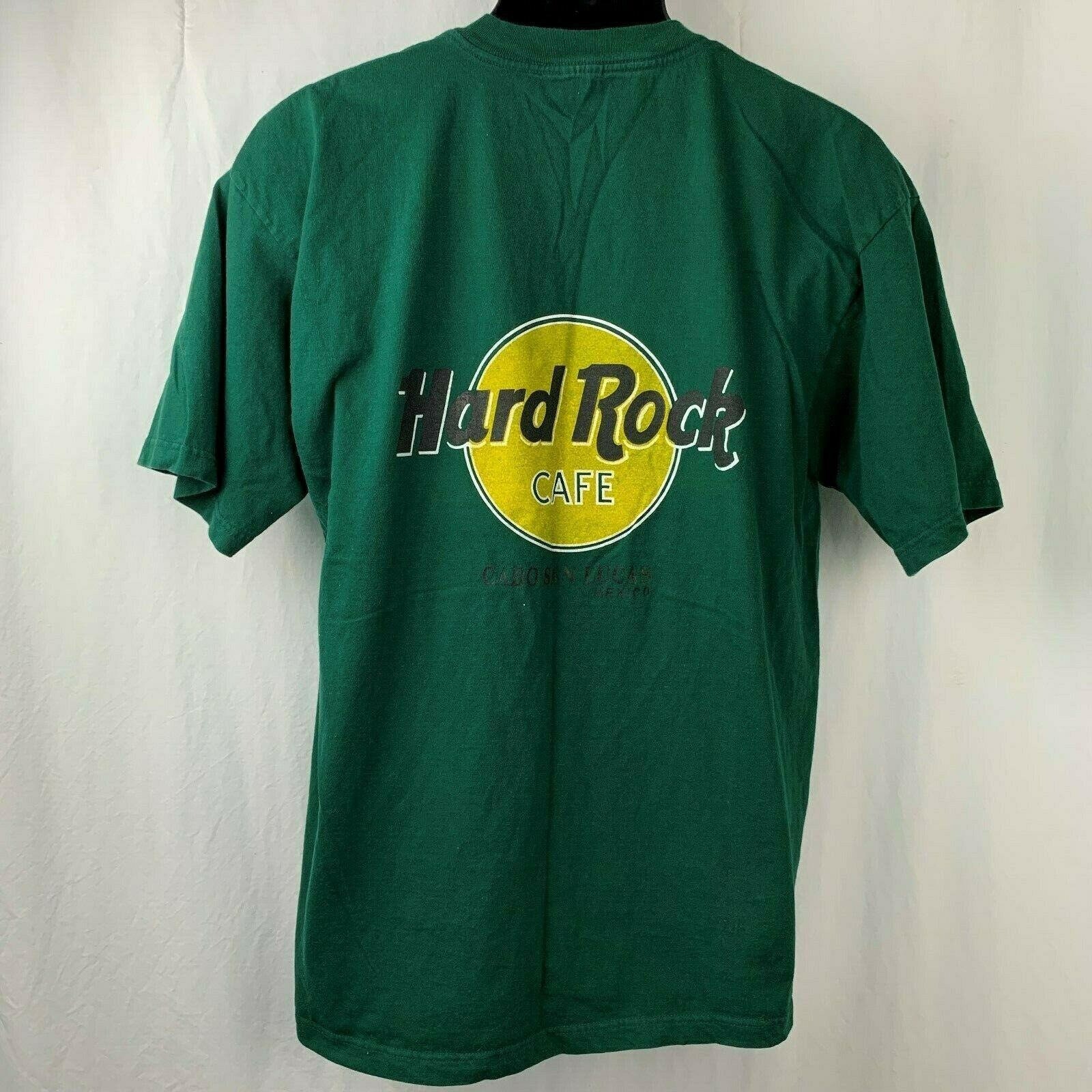 Vintage 90s Hard Rock Cafe T Shirt Green Cabo San Lucas Mexico 