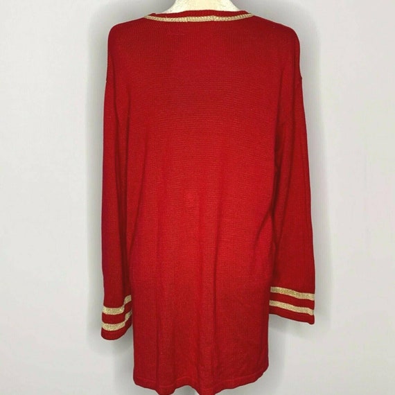 Vintage Liz Claiborne Knit Tunic Sweater L Red Go… - image 4