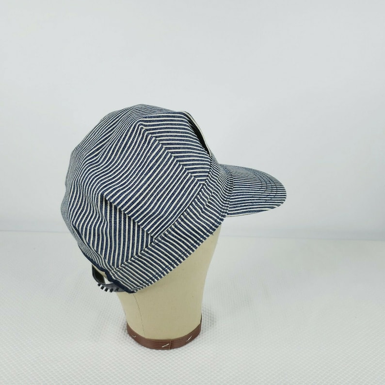 Vintage Engineer Train Conductor Hat Cap Blue White Striped - Etsy