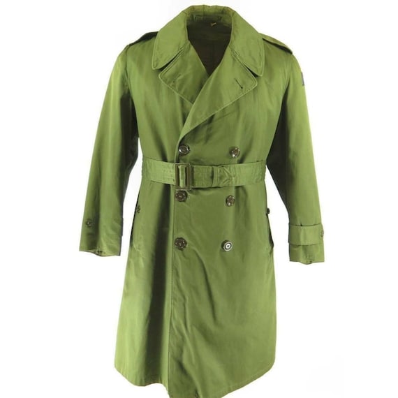 Vintage 50s US Army Overcoat M Short Green Military O… - Gem