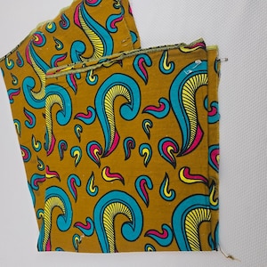 Tissu wax Java Super garanti, jaune multicolore à motif cachemire, 100 % coton, 2 yards (1,8 m), pour la couture et les loisirs créatifs.