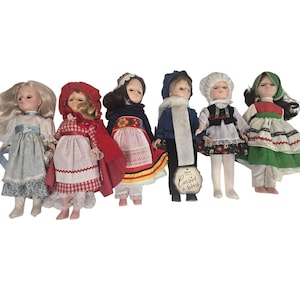Vintage 7os Lot of 6 Effanbee Dolls 11" Riding Hoiod International