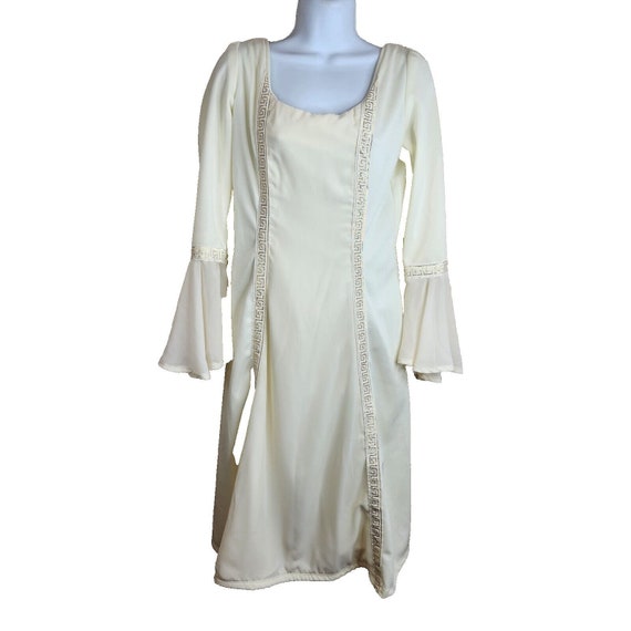 Vintage 60s Mod Dress Size S Ivory Gold Grecian G… - image 2