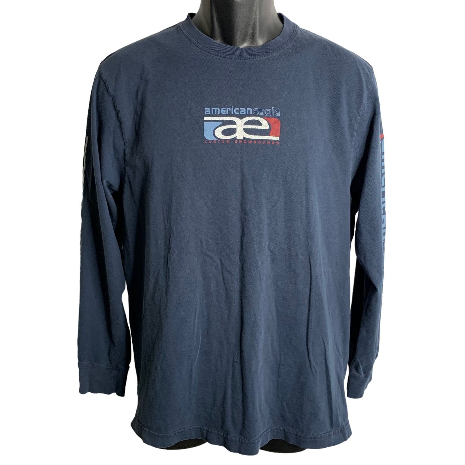 Vintage 90s American Eagle Crewneck Tshirt M Blue Long Sleeve 