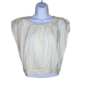 Vintage 1980s Sleeveless Round Neck Blouson Top Womens Size M Cream
