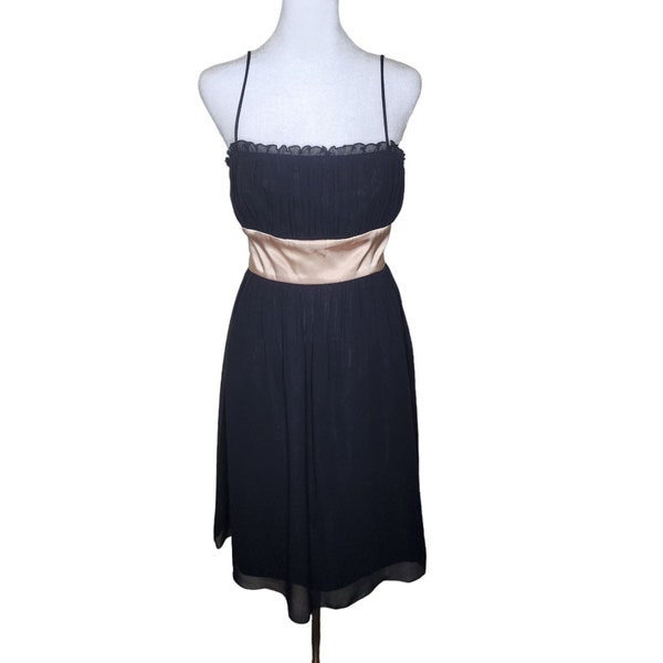 Vintage 90s Babydoll Cocktail Dress Spaghetti Straps Womens Size 8 Black Grunge