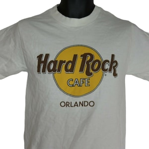 Vintage 80s HRC Hard Rock Cafe S White TShirt Orlando Original Logo
