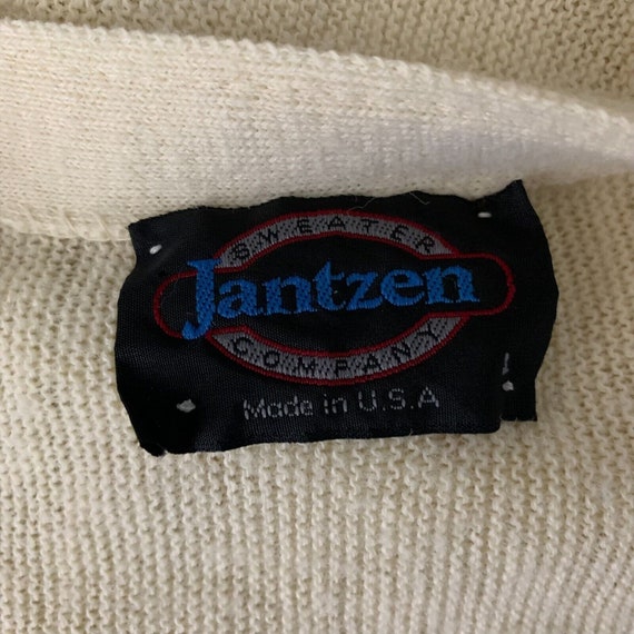 Vintage Mens Jantzen Cardigan Sweater L Cream Kni… - image 7