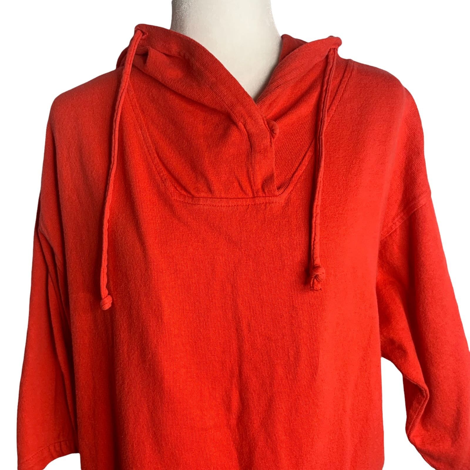 Vintage 80s Gap Hoodie Pullover Sweatshirt L Red Knit Pockets