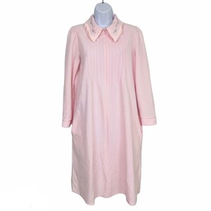 Vintage Sears Ultra Plush Womens Small Robe Pink Floral Long Sleeve Housecoat