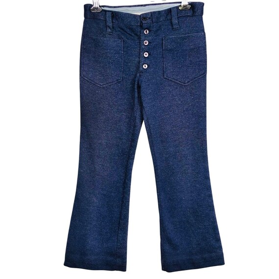 Vintage 70s Sailor Pants Womens S Blue Button Fly Bootcut