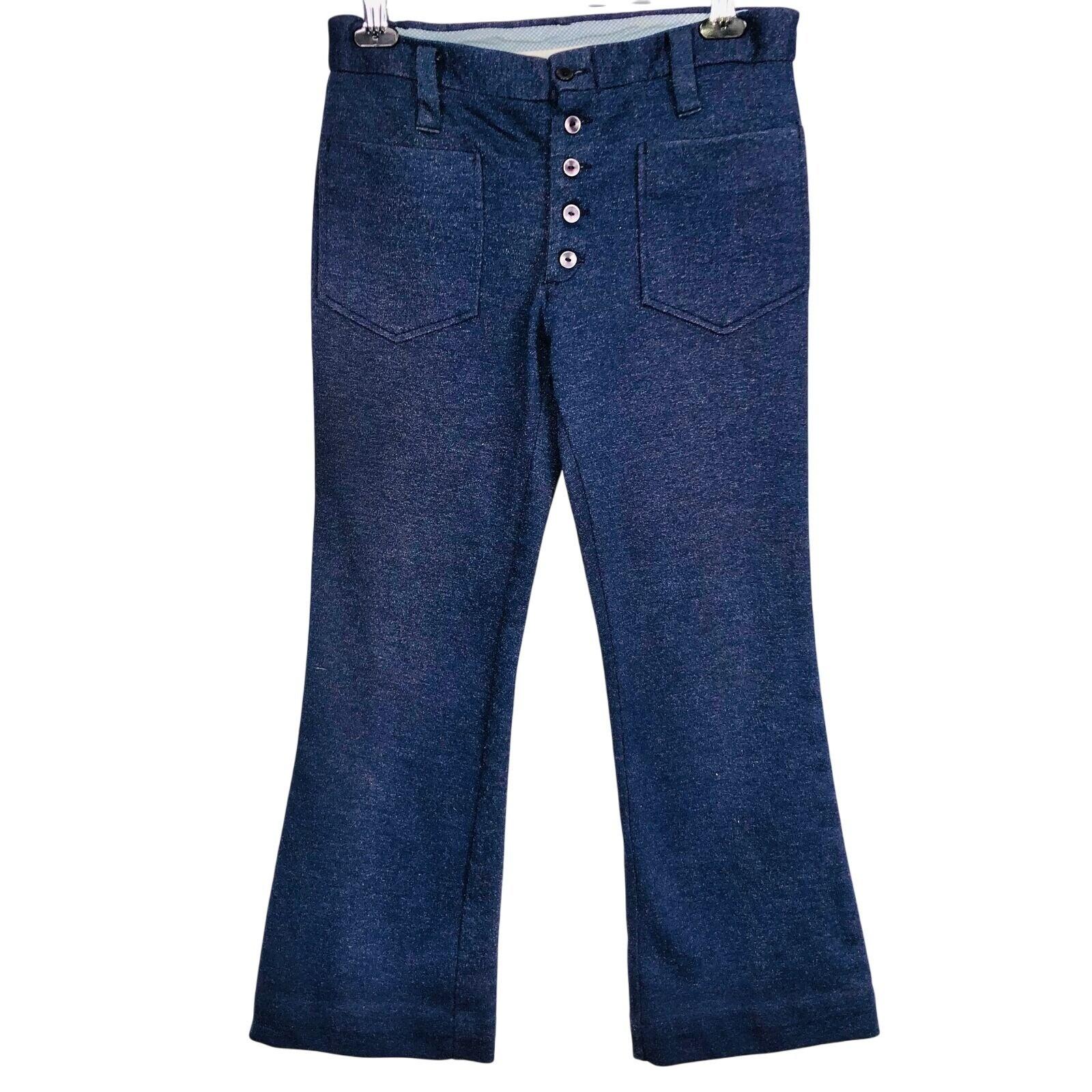 Vintage 70s Sailor Pants Womens S Blue Button Fly Bootcut