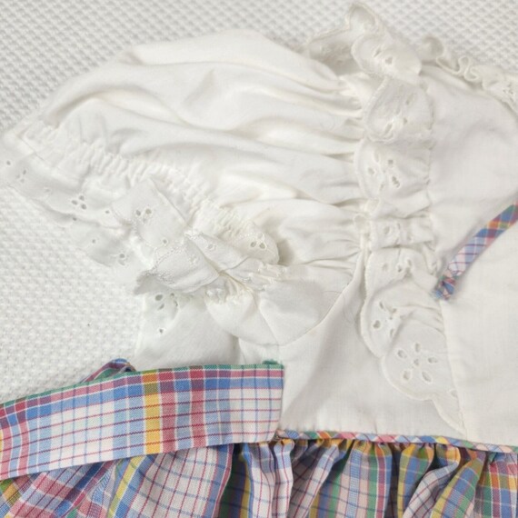 Vintage 80s Bryan Blue Pink Toddler Ruffle Dress … - image 5