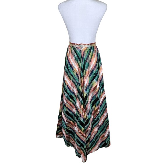 Vintage 50s Taffeta Maxi Satin Striped Skirt Wome… - image 2