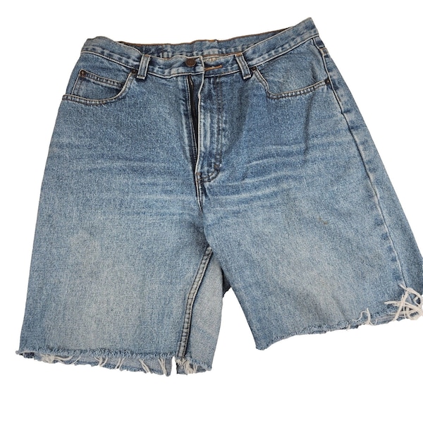 Vintage 90s Cut Off Jean Shorts Womens Size 32 Blue Denim Destroyed