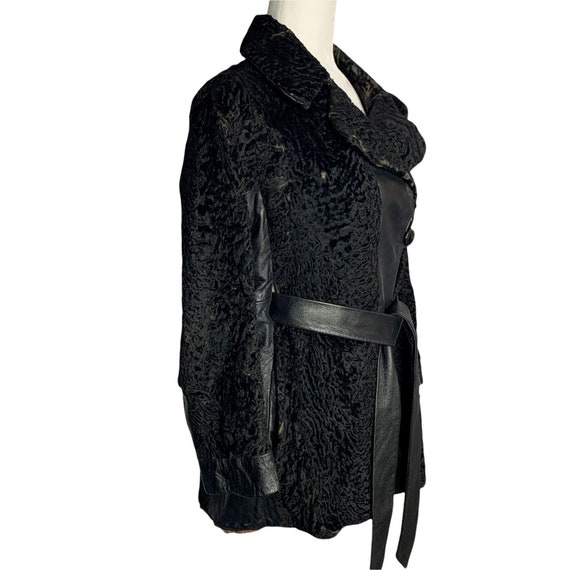Vintage 50s Persian Curly Lamb Fur Coat S Black L… - image 4