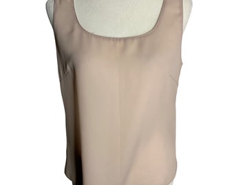 Vintage Rickie Freeman Tank Top Shell 6 Pale Pink Scoop Neck Slightly Sheer