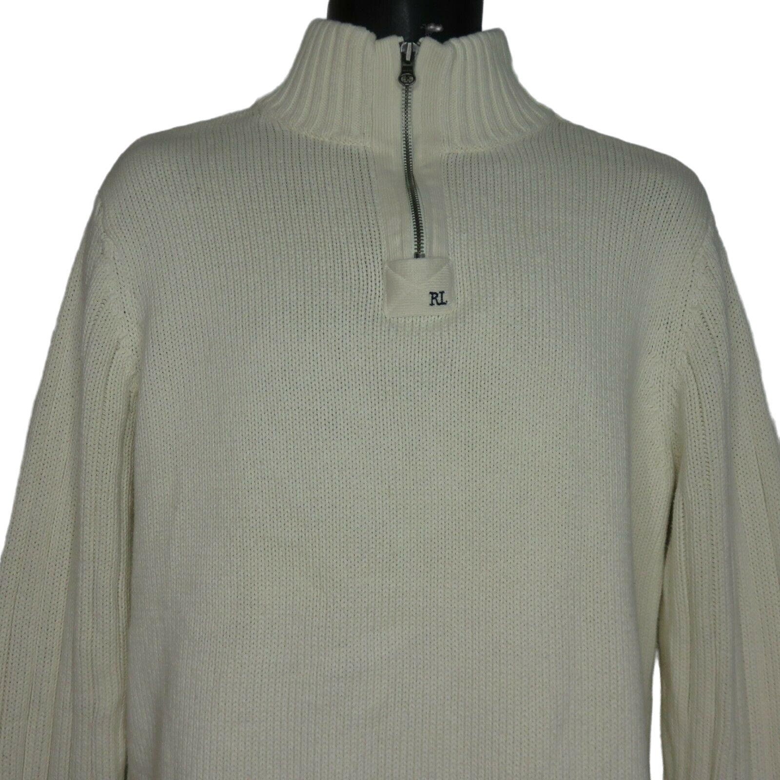Vintage Ralph Lauren Polo Jeans Co Mens L Ivory White 1/4 Zip 