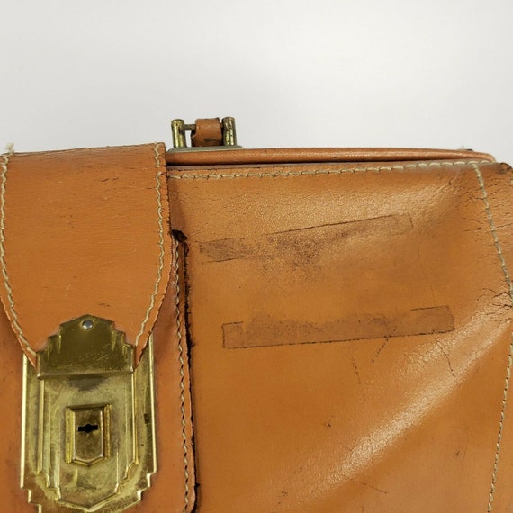 Vtg 60s Distressed Saddle Leather Boho Messenger … - image 4