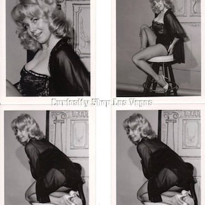 5 Vintage B&W Photo Lot Amateur Sexy Blonde Lingerie Heels Fishnet Stockings