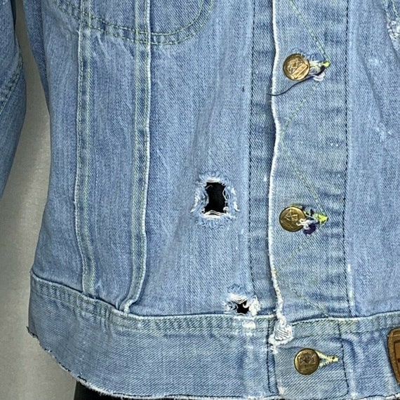 Vintage 60s Lee Denim Trucker Jacket M Destroyed … - image 4