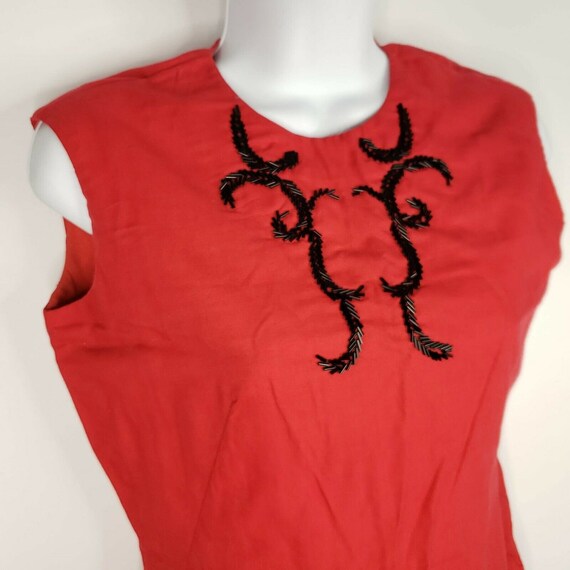 Vintage 60s Asian Inspired Red Sleeveless Sheath … - image 4