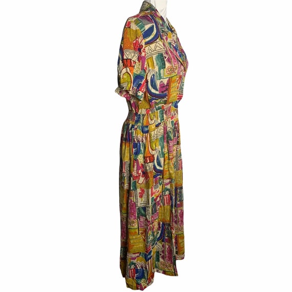 Vintage 80s Wide Leg Jumpsuit 14 Multicolored Cro… - image 6