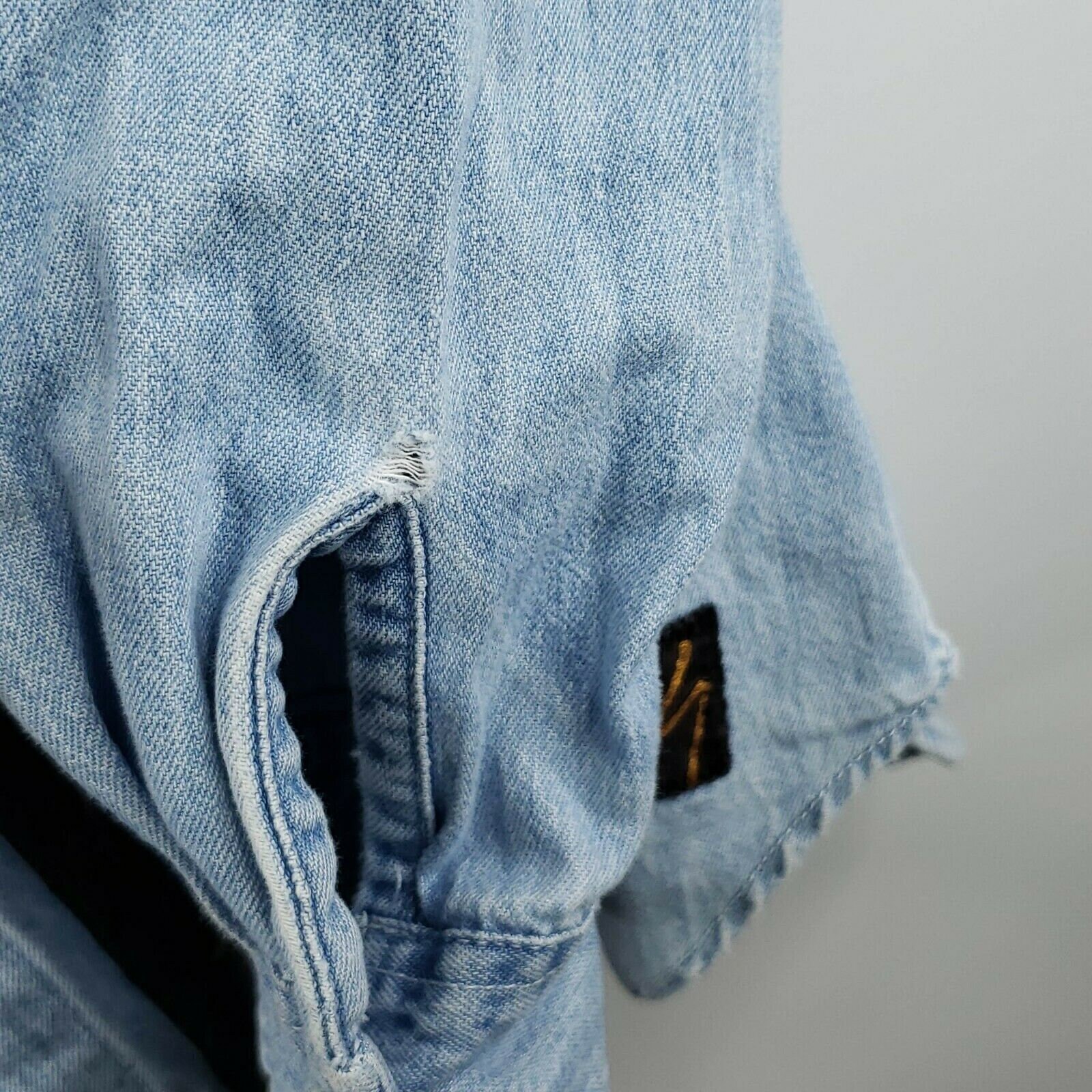 Vintage 90s Womens L Denim Blue Jean Shirt Oversized Painted