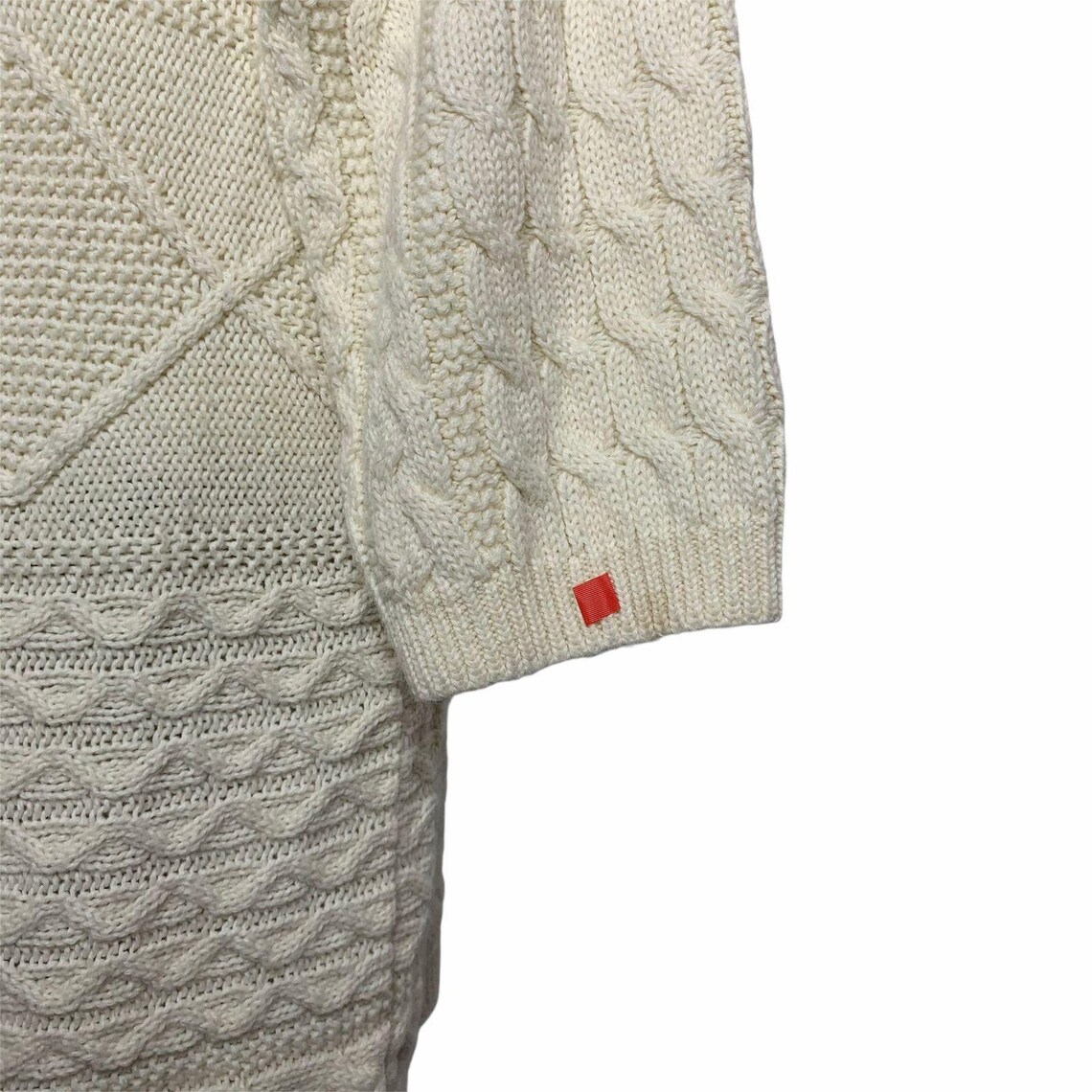 Vintage Liz Sport Cardigan Sweater M Cream Wool Cable Knit Etsy UK