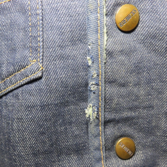 Vtg Sears Roebucks XL Denim Jean Sherpa Lined Ves… - image 4