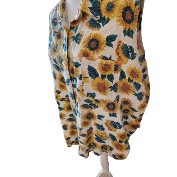 Vintage 90s Venezia Yellow Sunflower Sleeveless B… - image 2