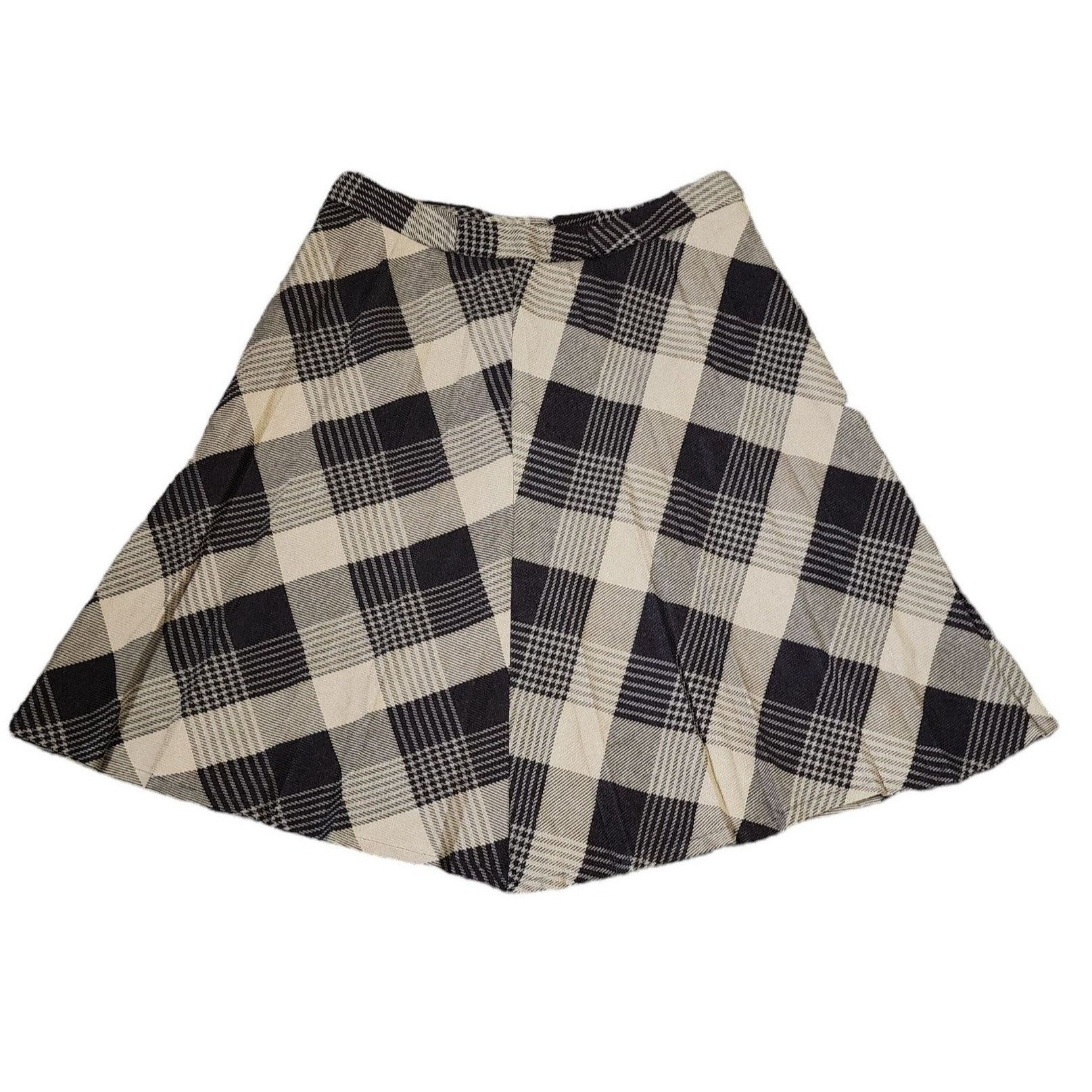 Vintage 70s Circle Skirt Womens Size L Brown Plaid Academia School