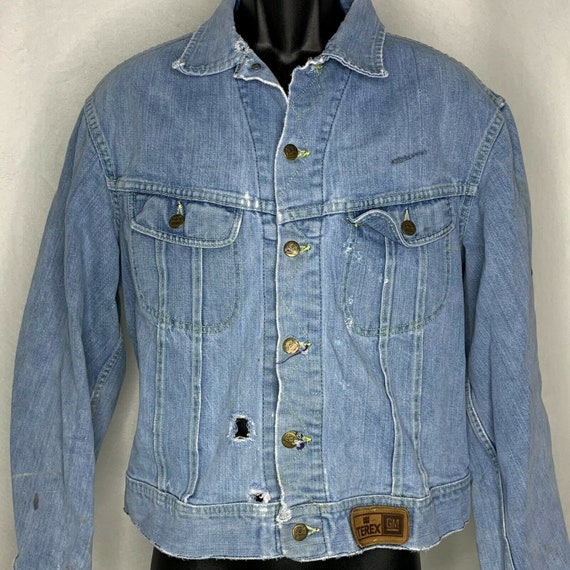 Vintage 60s Lee Denim Trucker Jacket M Destroyed … - image 1