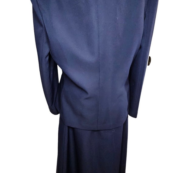 Vintage 80s Partner Suit Skirt Jacket Set Womens L Navy Blue Business Academia View 6