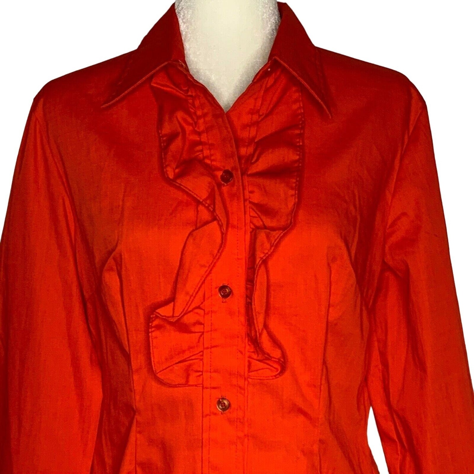 Vintage Ranch Rags Western Tuxedo Shirt 15/16 Red Ruffle Button up One ...