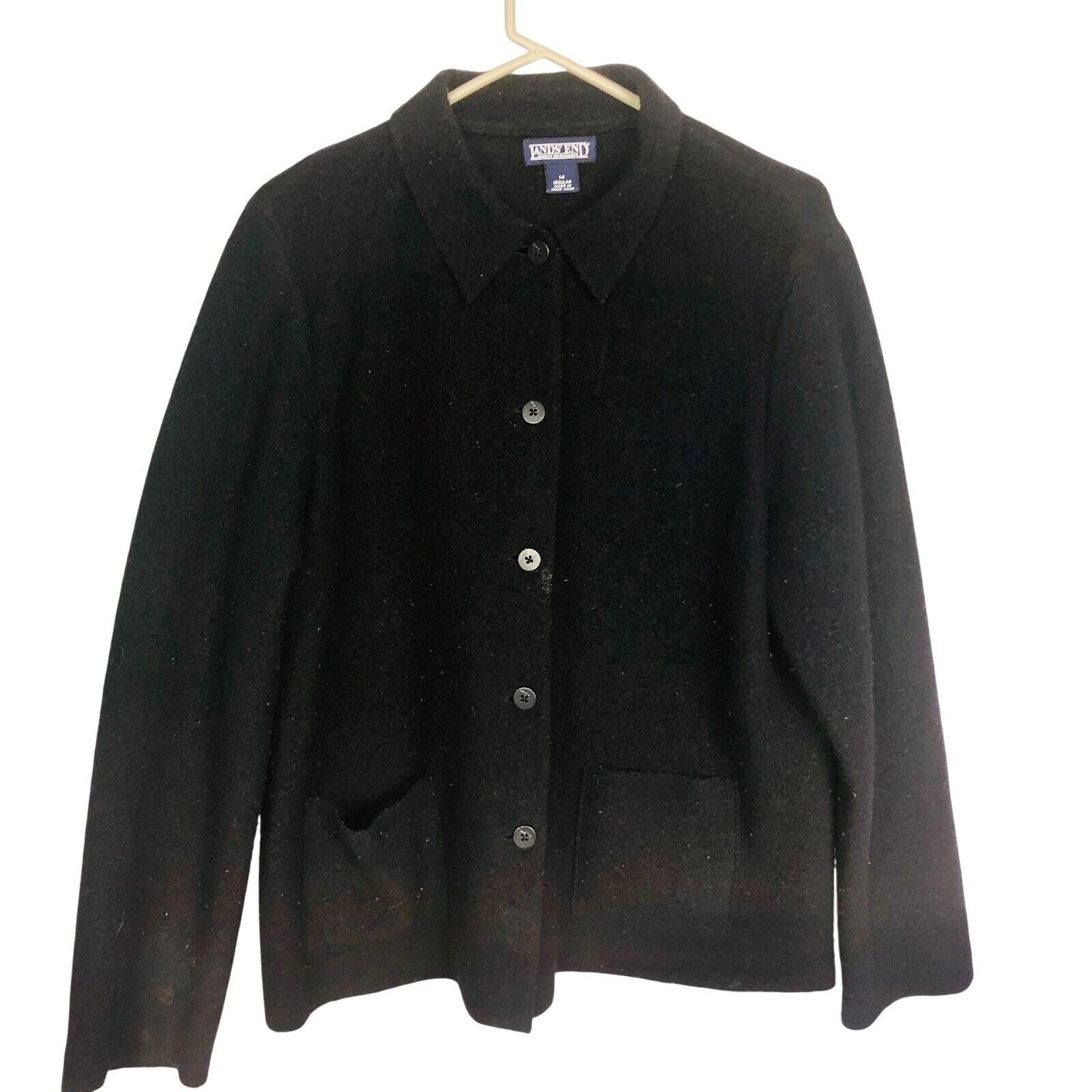 90s LANDS‘END Cotton knit cardigan Vintage 90s Lands End Womens 1X Distressed Blank Cotton Knit