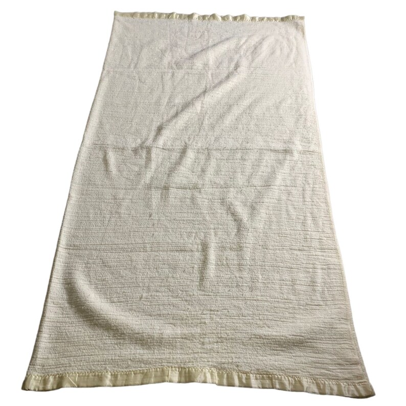 Vintage Thermal Waffle Weave Blanket Queen Soft Yellow Twin Satin Edge