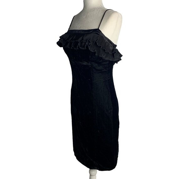 Vintage 80s Gunne Sax Velvet Sheath Dress S Black… - image 7