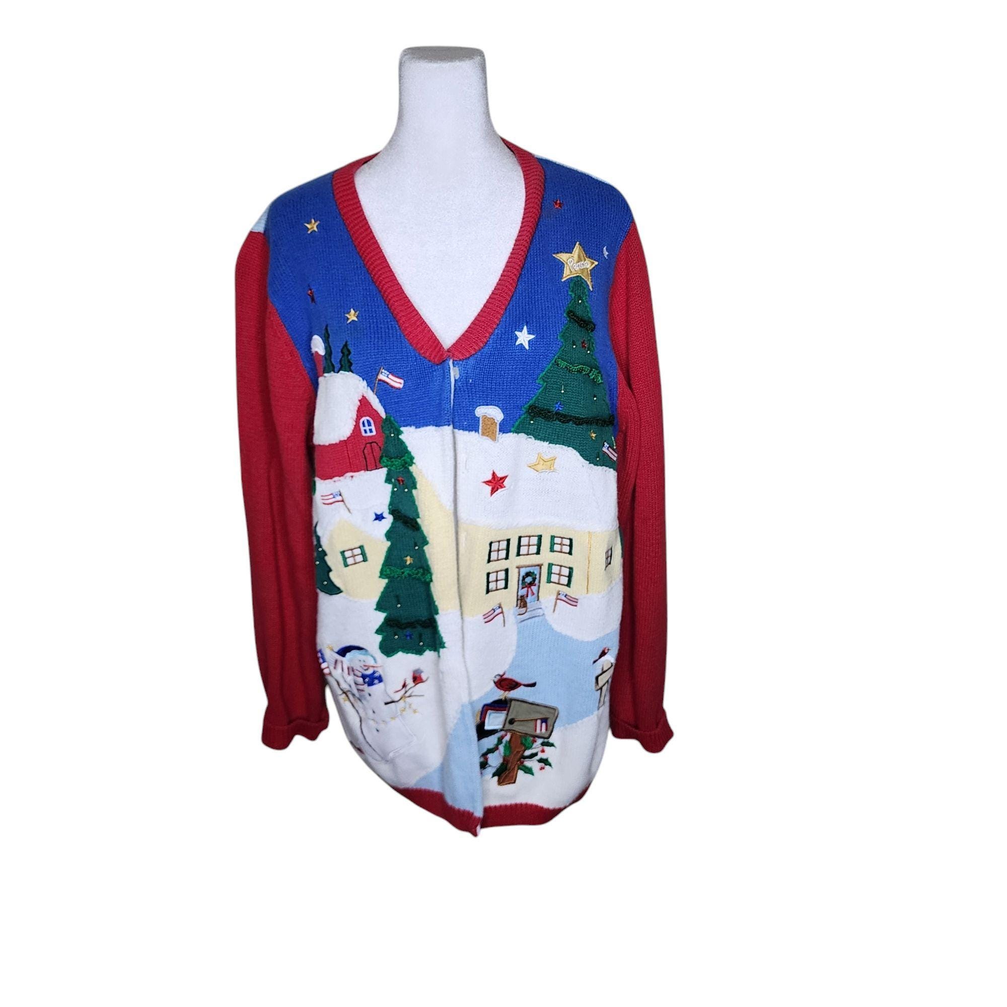 ヴィンテージ 90年代 クエーカーファクトリー クリスマスカーディガン 