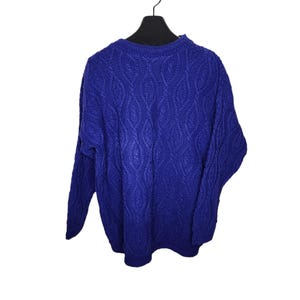 Vintage 80s Aeropostale Cable Knit Pullover Sweater Mens L Blue Textured Heavy Winter