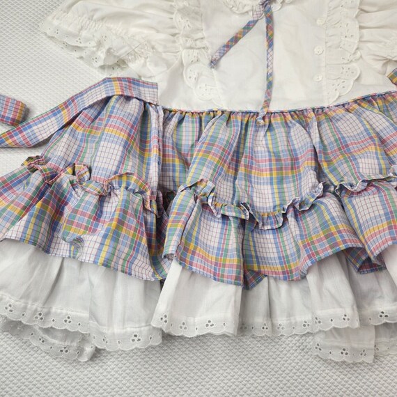 Vintage 80s Bryan Blue Pink Toddler Ruffle Dress … - image 2