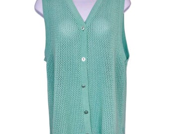 Pull sans manches au crochet de golf vintage des années 80 pour femme taille M blanc - France