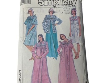 Vintage 80-tals Simplicity 7643 Mönster Misses 6-24 Nattlinne Morgonrock Kavaj Skärning