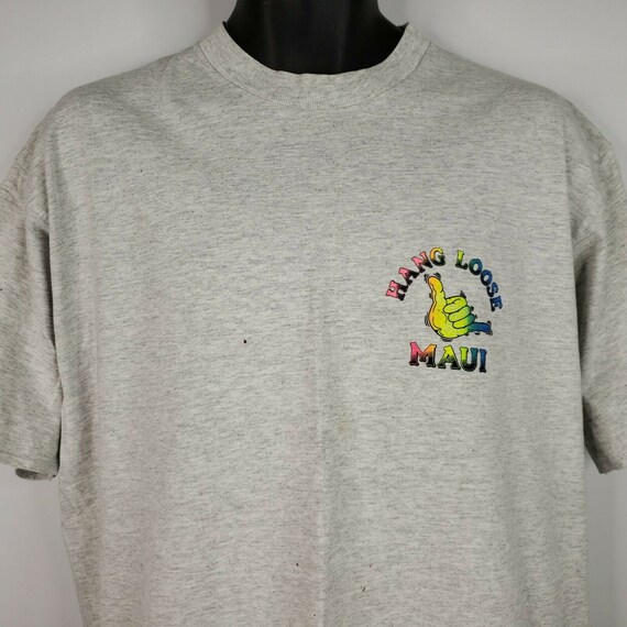 Vintage Hang Loose Maui Rainbow Spell Out T-shirt XL Gray Tee Jays 