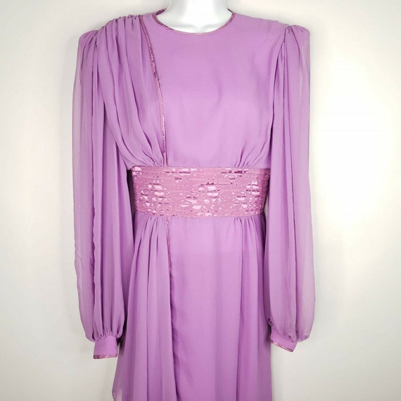 Vintage 70s Wayne Clark Sheer Purple Open Back Dra