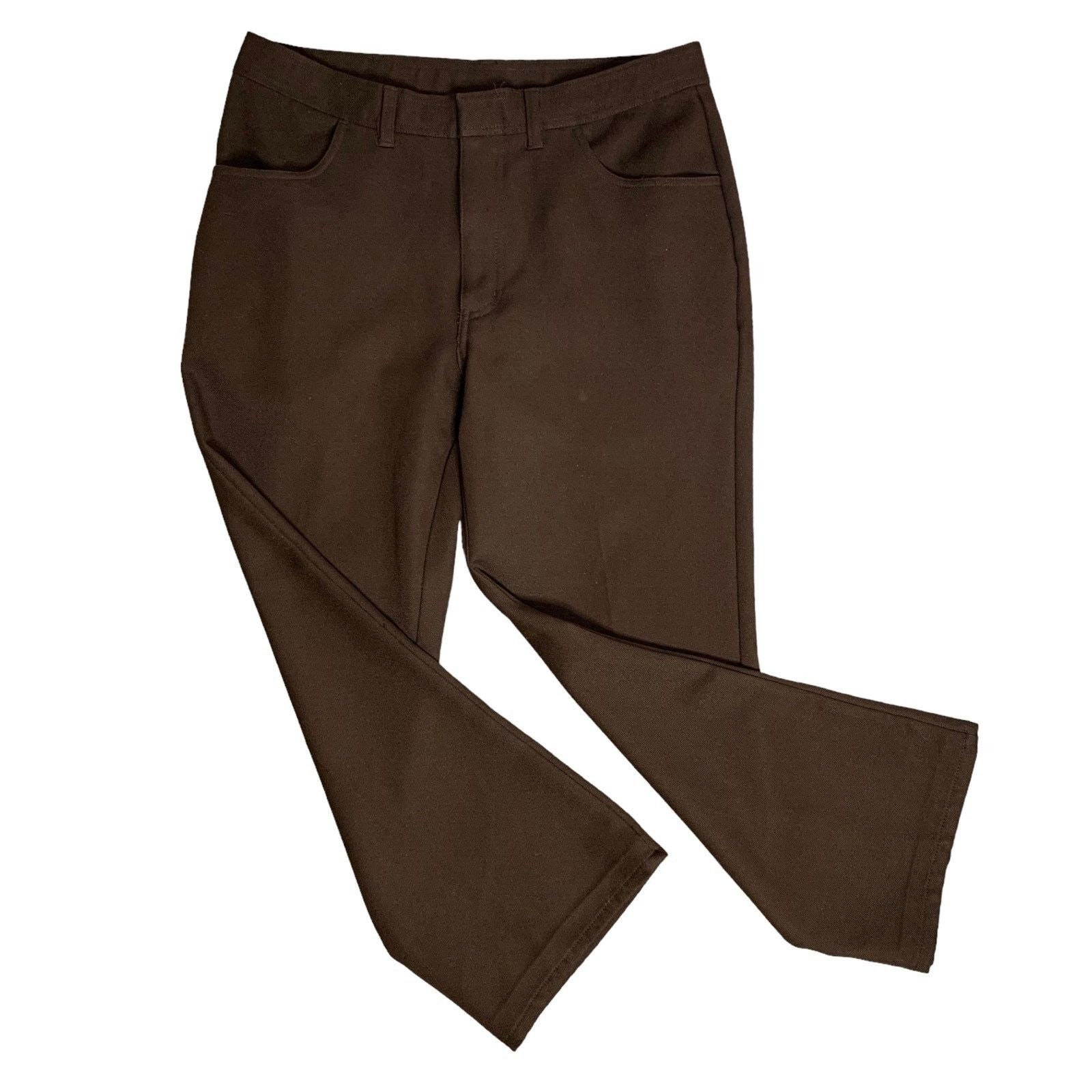 Vintage 70s Straight Leg Knit Pants 34 Brown Embroidered Vintage 70s Straight Leg Knit Pants 34 Brown Embroidered