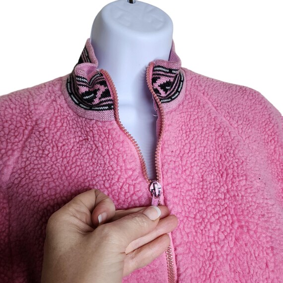 Vintage 90s Teddy Sherpa Full Zip Jacket Womens Size M Pink