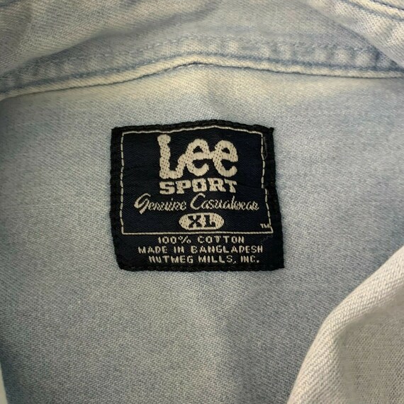 Vintage 90s Lee Florida Marlins Denim Shirt XL Li… - image 7