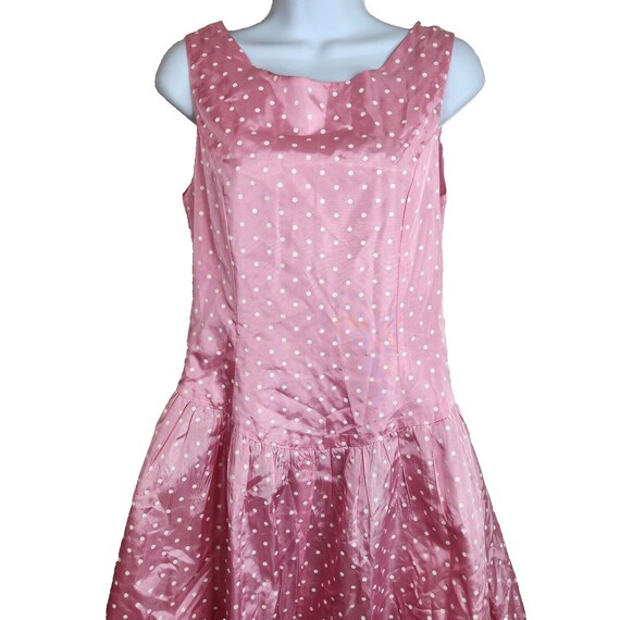 Vintage 80s Ballerina Midi Dress M Barbie Core Pink Polka Dot Prom