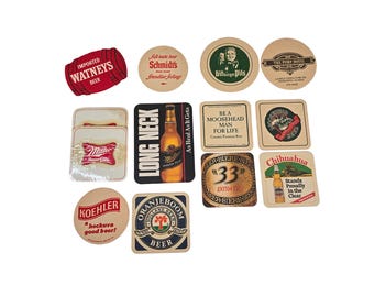 Posavasos de cerveza vintage de los años 70 y 80, lote de 12 piezas, colección Breweriana Bar Man Cave